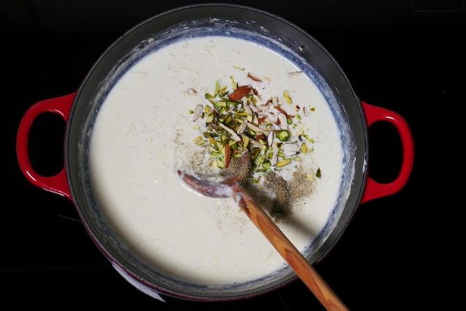 Adding nuts to the kheer