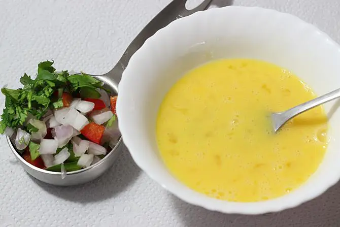 beaten eggs in a bowl