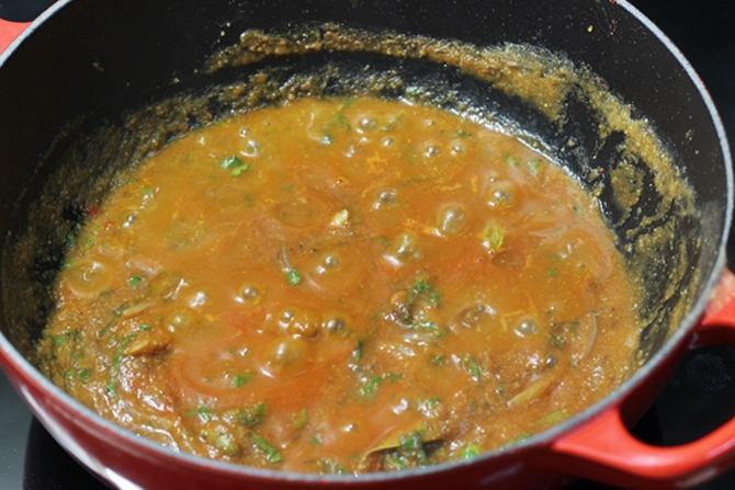 cooking tomato biryani