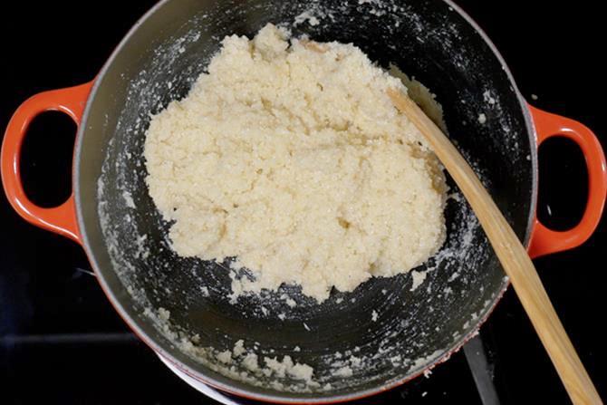 thickened barfi mixture