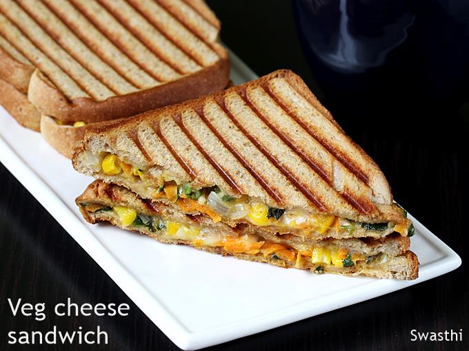 Veg Grilled Sandwich Recipe - Swasthi's Recipes