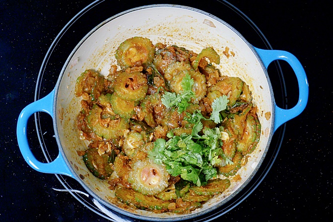 Bitter Gourd Curry   Karela Sabzi Recipe   Swasthi s Recipes - 13