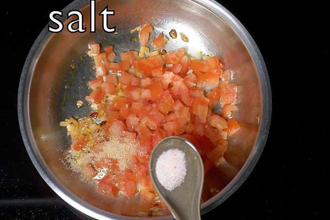 Add tomatoes, salt