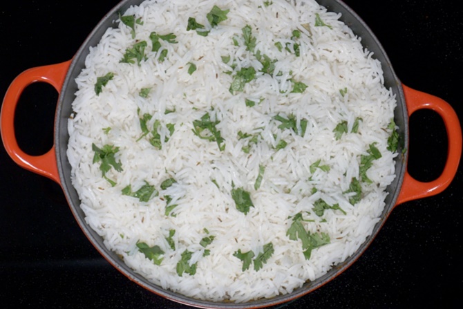 layering rice for egg roast biryani