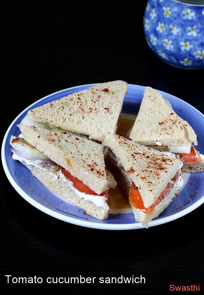 Tomato cucumber sandwich recipe | Simple tomato cucumber sandwich