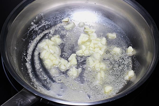 sauteing garlic in butter for oats soup
