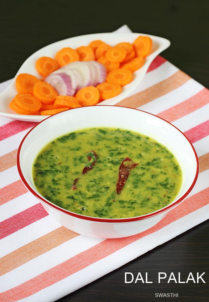 Dal palak recipe | Spinach dal | How to make dal palak - Swasthi's Recipes