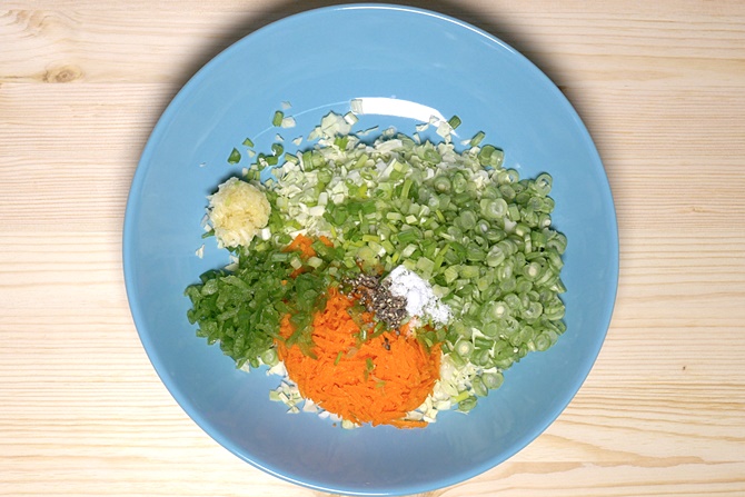 chopped vegetables in a bowl to make veg manchurian balls