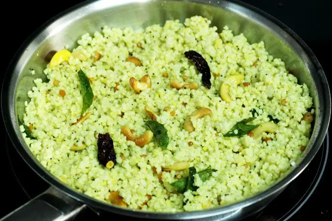 tempered millets in the pan