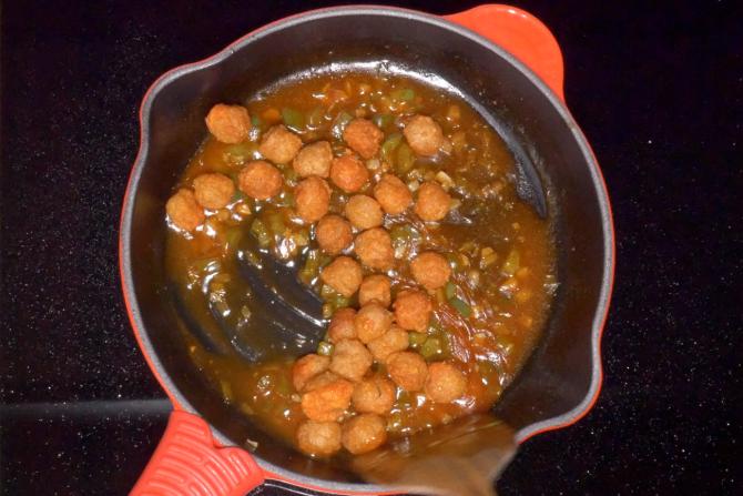 Soya chunks manchurian recipe video   How to make soya manchurian - 4