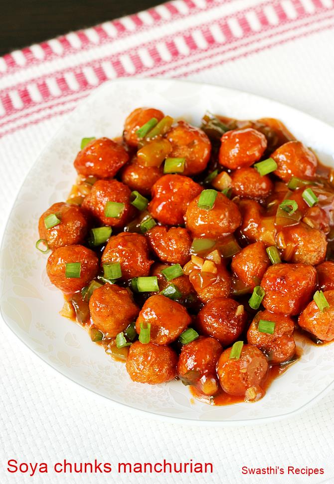 Soya chunks manchurian recipe video   How to make soya manchurian - 68