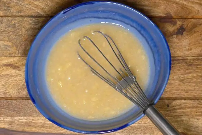 making batter for eggless banana muffins