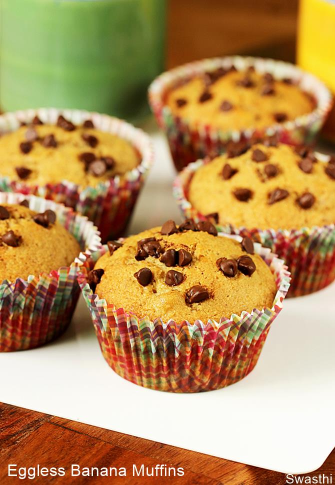Eggless banana muffins recipe How to make banana muffins without eggs