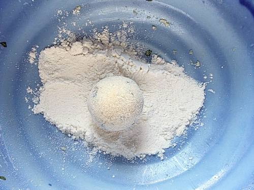 rolling balls in flour