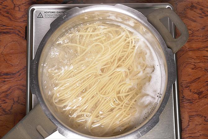 Boil the noodles until al dente
