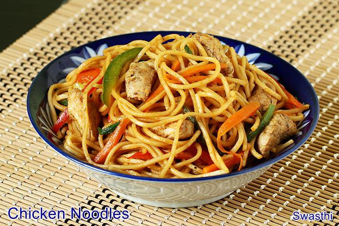 Chicken noodles recipe | How to make Indo chinese chicken ...