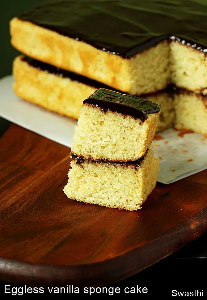 Eggless sponge cake (soft, spongy cake)