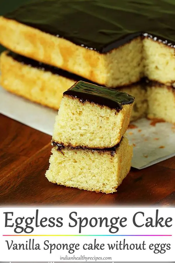 Eggless sponge cake (soft, spongy cake)