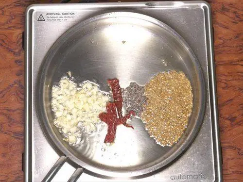 tempering spices in ghee 
