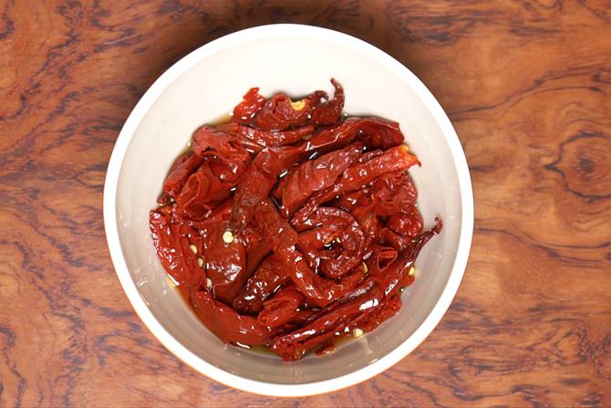 soaked red chilies to make schezwan sauce