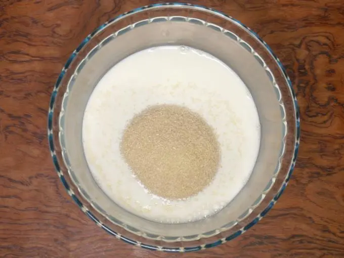 stir in sugar with milk