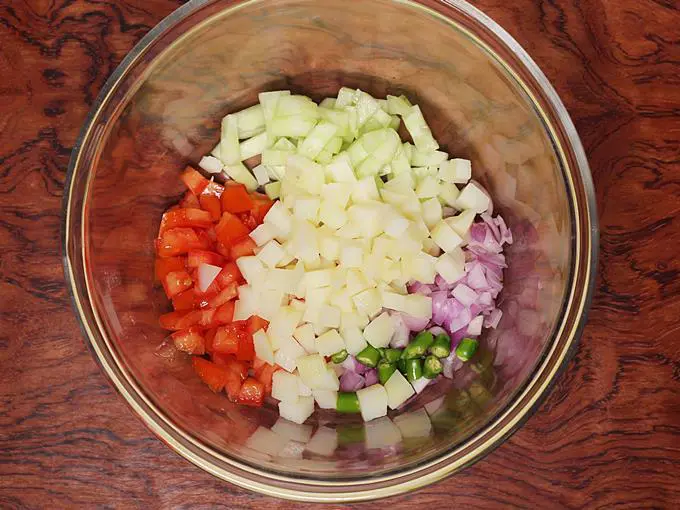 boiled potato cubes to make jhal muri