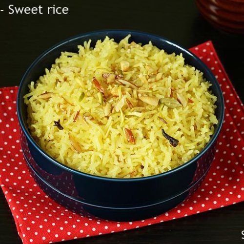 Zarda recipe Sweet rice recipe Meethe chawal Swasthi's Recipes