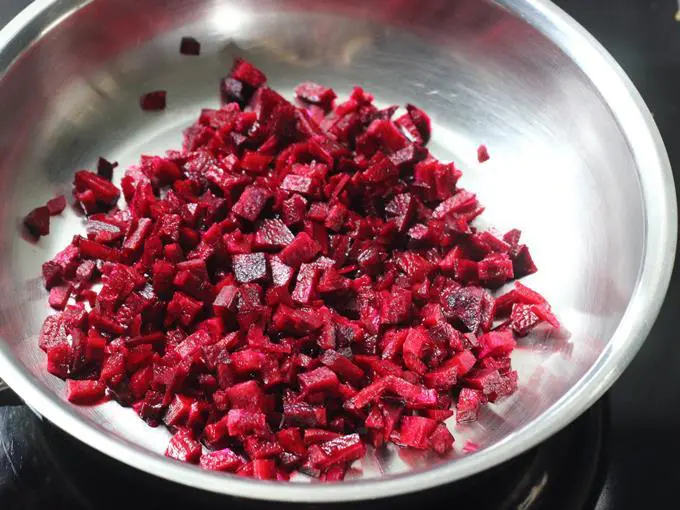 Wash and chop beets