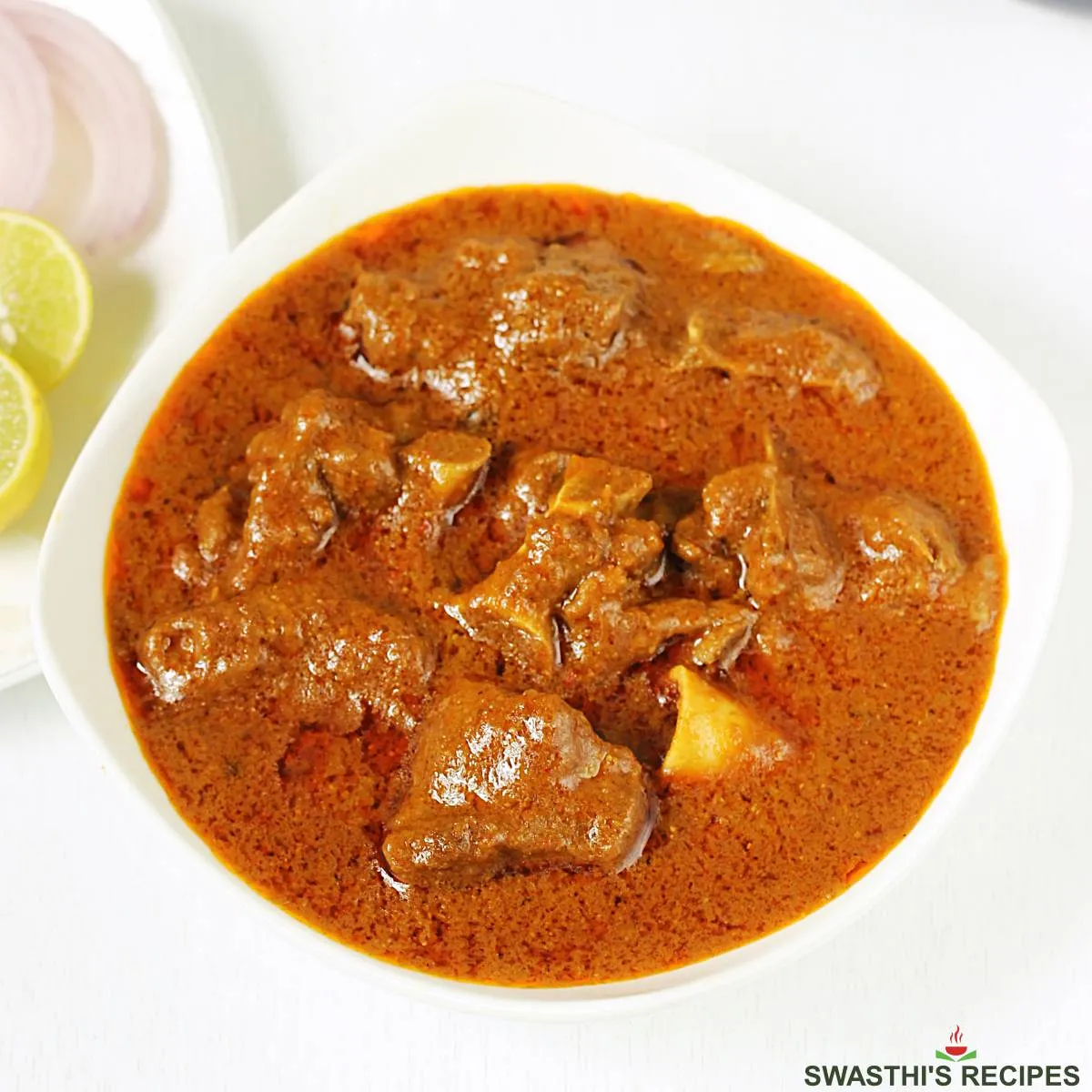 Authentic Mutton Korma Recipe made with goat meat