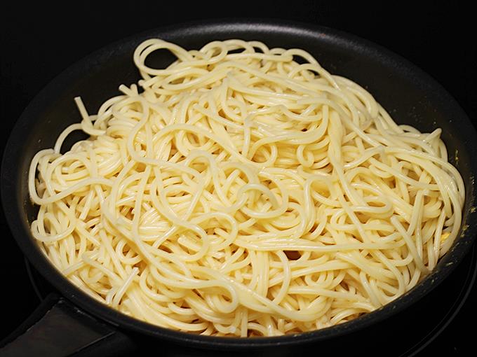 Add the drained pasta