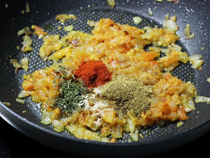 addition of spice powders for paneer bhurji