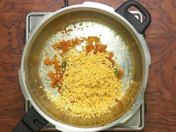 frying dal for khichdi