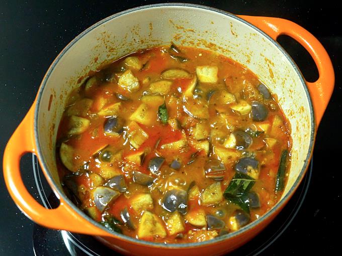 Brinjal Curry Recipe How To Make Brinjal Curry Swasthi s Recipes