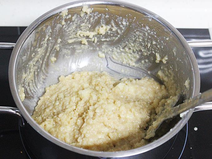 cooked paneer and milk mixture