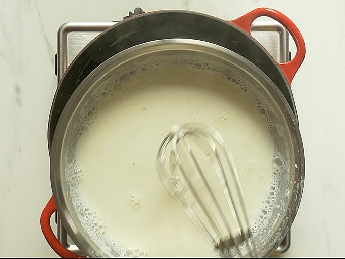 whisk the milk well before adding to make lauki ka halwa