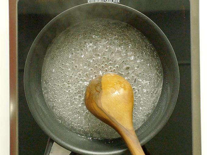 dissolving sugar fully to make kaju katli recipe