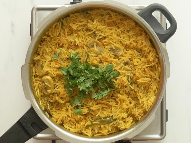 Mushroom Biryani Recipe Swasthi's Recipes