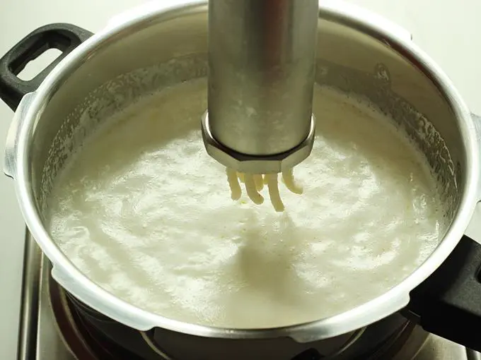 gently squeeze in the dough from the mould