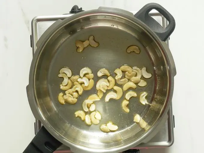 Fry the cashews
