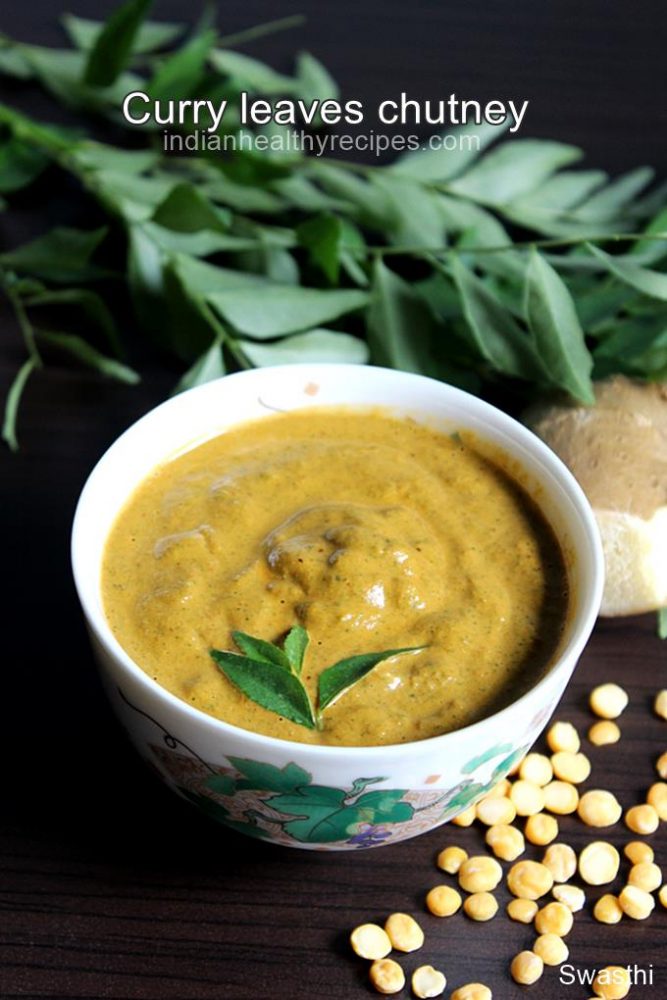 Curry leaves chutney recipe Swasthi's Recipes
