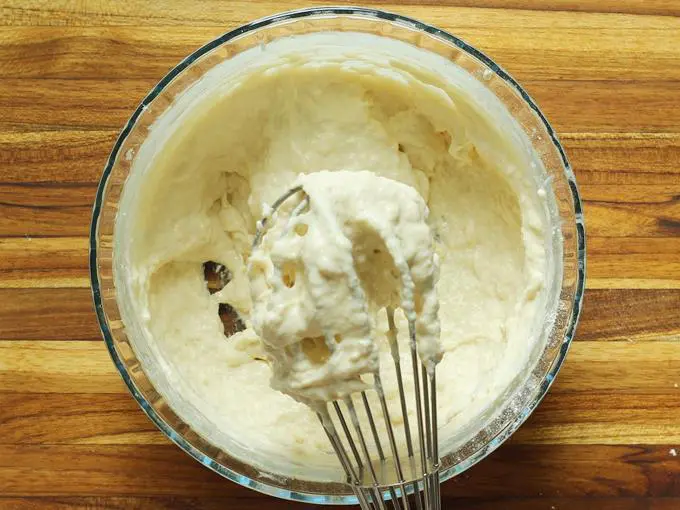 making smooth batter for jalebi