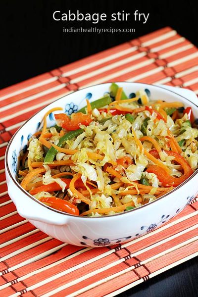 Cabbage stir fry | Chinese style stir fried cabbage - Swasthi's Recipes