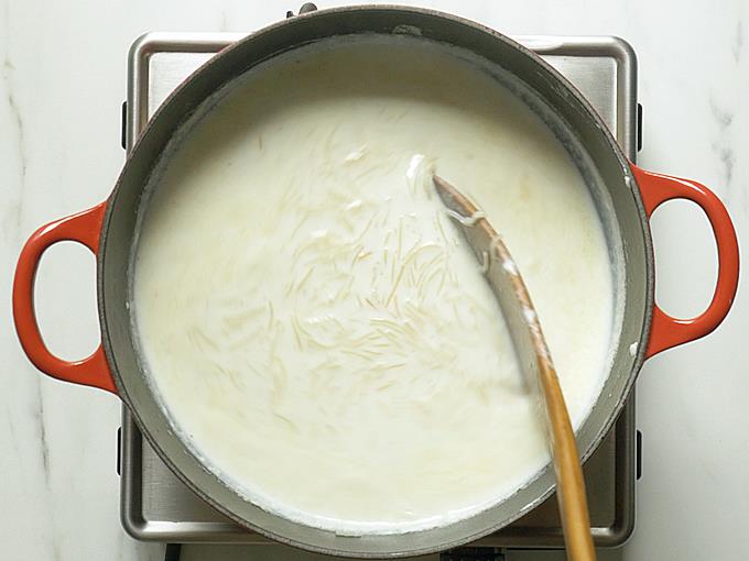 stirring often to prevent semiya payasam get scorched