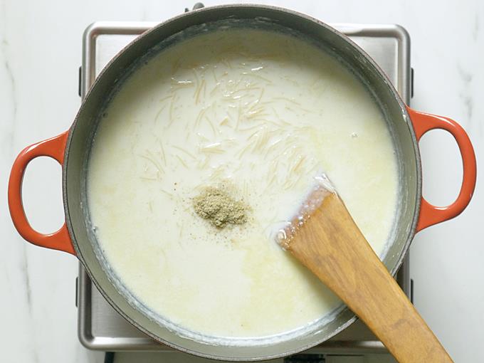 flavoring semiya payasam with cardamom powder