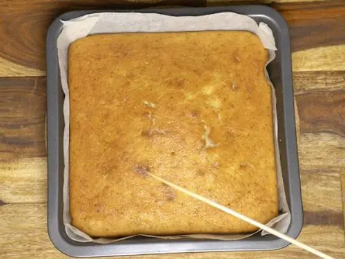 tester comes out clean from a baked banana cake