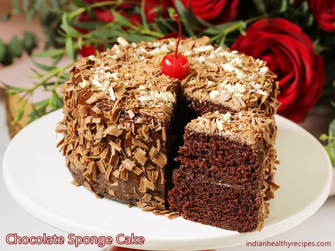 Coffee Marble Chiffon Cake drizzled with Dark Chocolate - Belly Rumbles