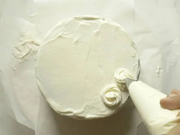 Repeat frosting cream all over the cake
