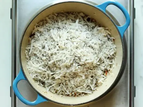 frying coconut in ghee