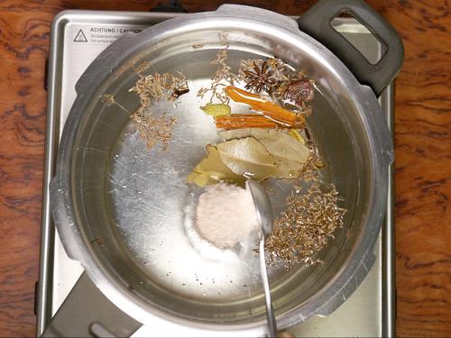 boiling water, salt to cook rice for biryani rice