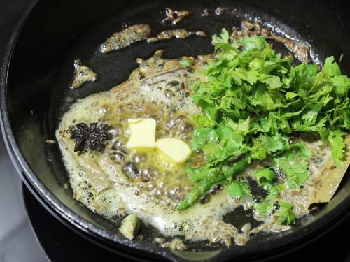 adding coriander leaves